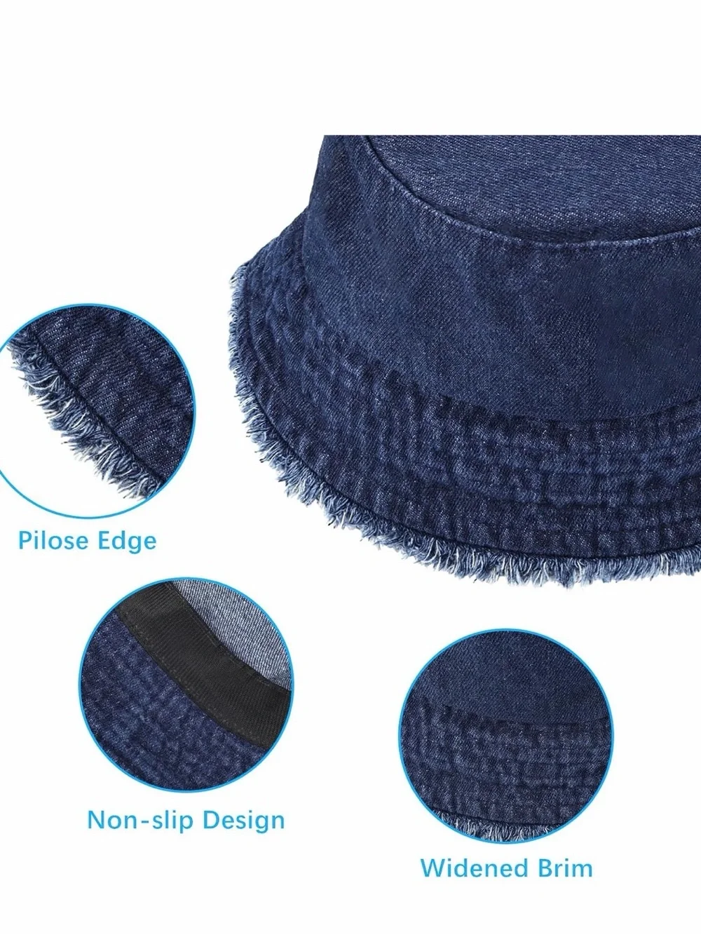 The Frayed Denim Bucket Hat 100% Cotton